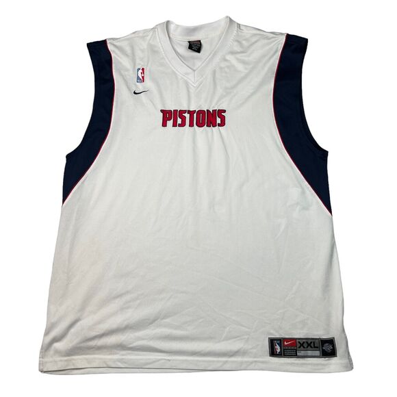 Nike VTG 90s Detroit Pistons Swingman Basketball Jersey White XXL - Picture 1 of 9